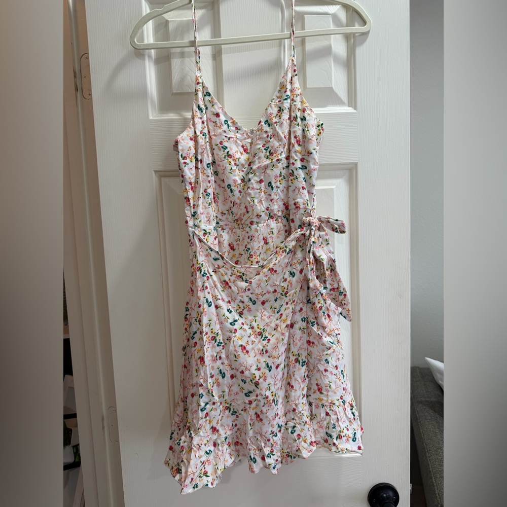 Floral Print Pink Wrap Sundress